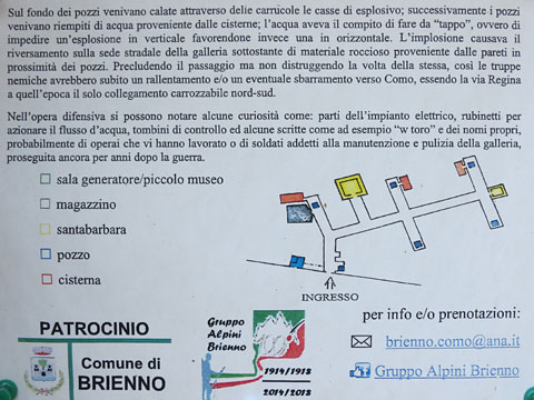 Planimetria della galleria, riportata su un tabellone